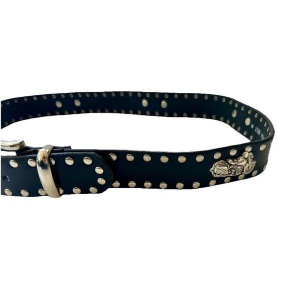 Womens Motorcycle Black Leather~Belt~Studded Cowgirl~Old Stock Genuine Medium - Picture 1 of 7